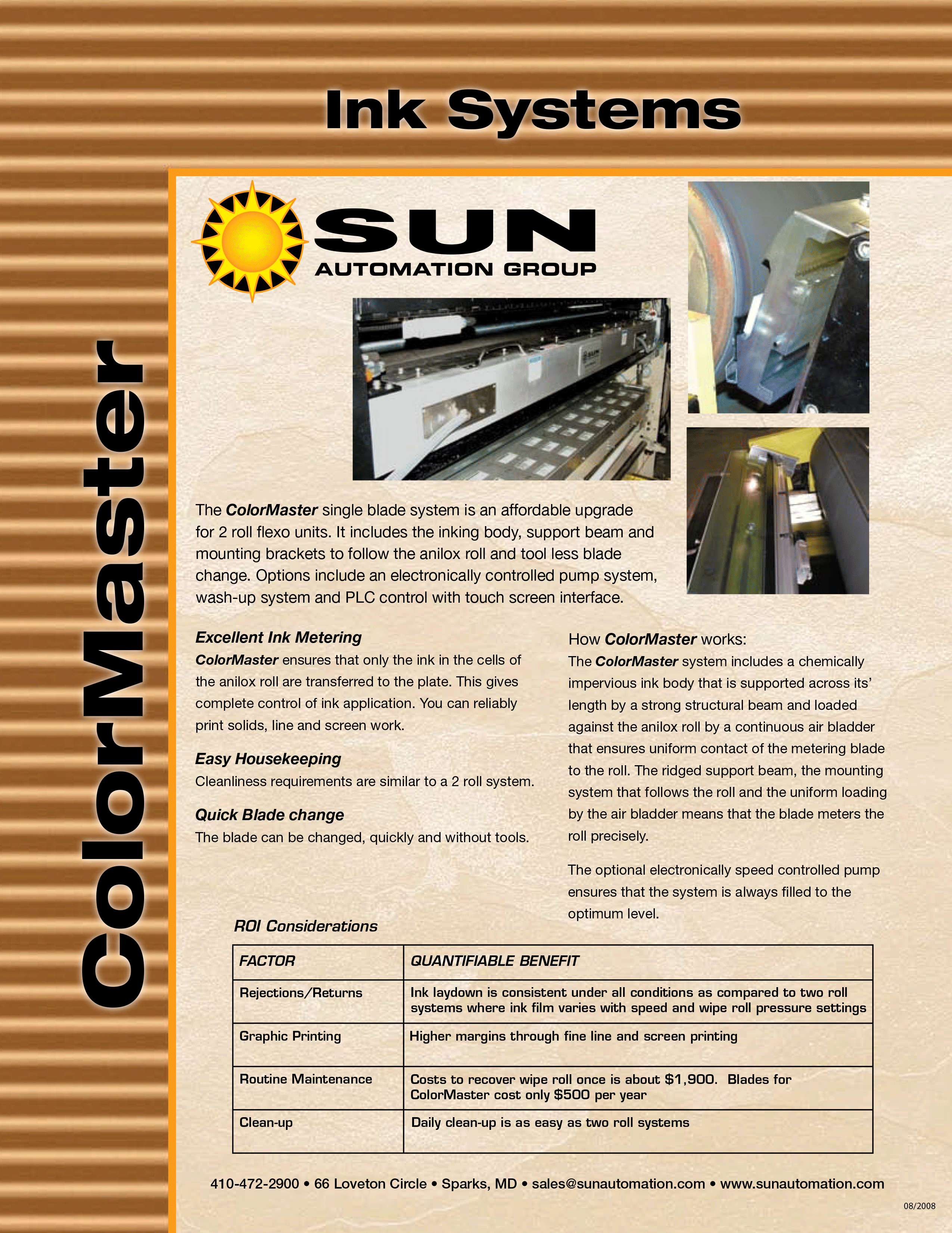 Conozca más acerca del Sistema de Rasqueta Sencilla ColorMaster de Sun Automation en el folleto.